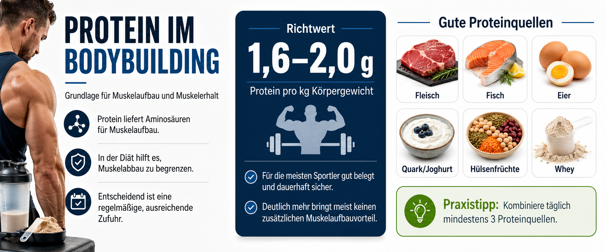 Übersicht Key-Facts Protein Bodybuilding-Ernährung